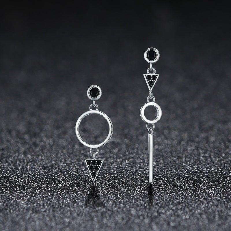 WOSTU Fashion Geometry Dangle Earrings Women's Drop Earrings Sterling Silver Tassel Asymmetrical Earrings, Metal, Cubic Zirconia - Image 5